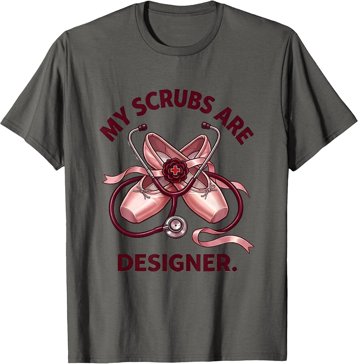 Men's My Scrubs Are Designer Funny Nurse Design T-Shirt - Asphalt Grey