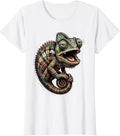 Women's Derpy Chameleon Lost in Plaid Pattern T-Shirt - White