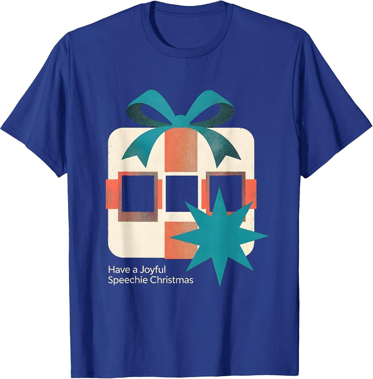 Have a Joyful Speechie Christmas Midcentury Modern SLP T-Shirt - Royal Blue