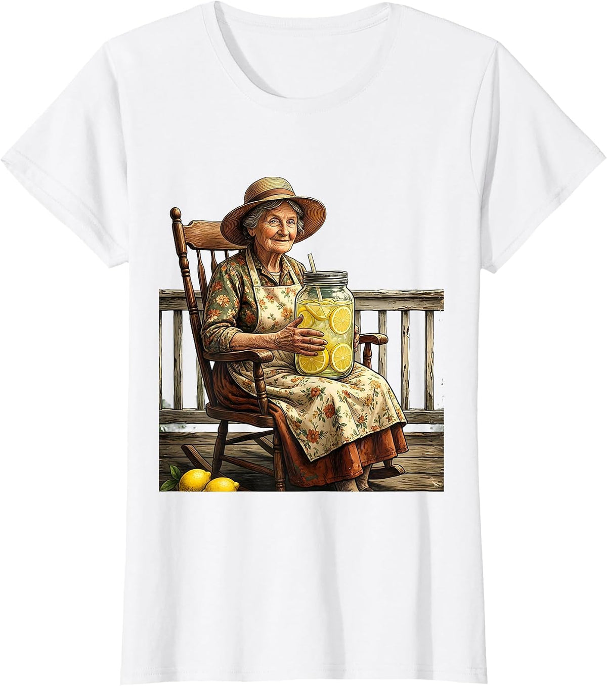 Women's Nana Lemonade Mason Jar Graphic Tee T-Shirt - White
