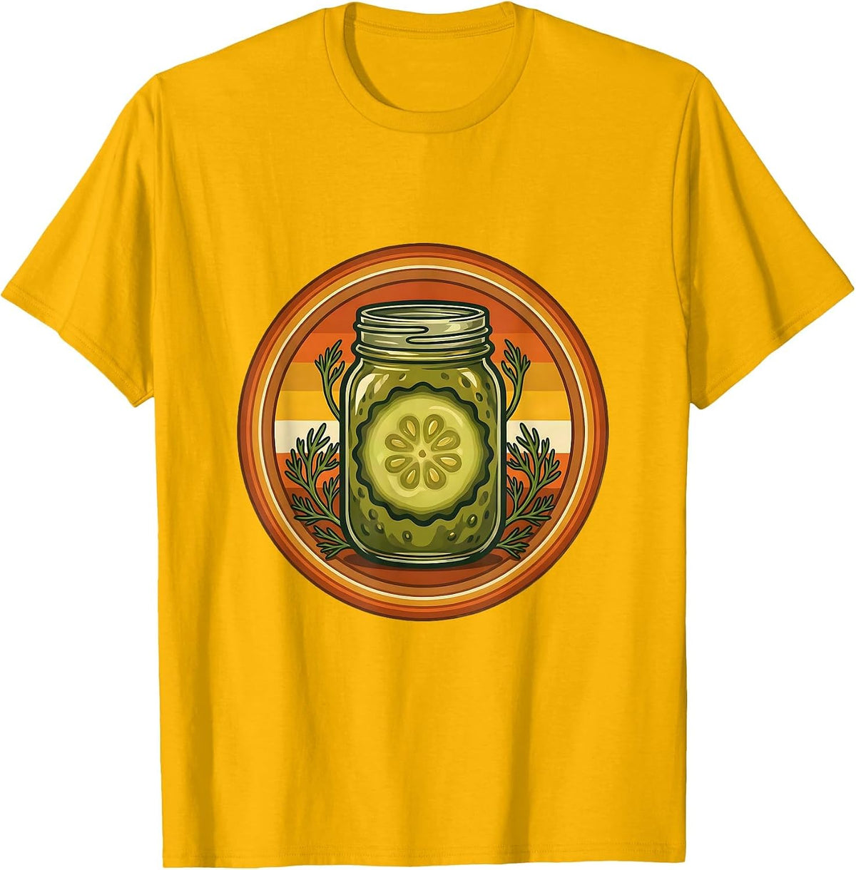 Men's Pickle Slice in Mason Jar Graphic T-Shirt - Golden Yellow