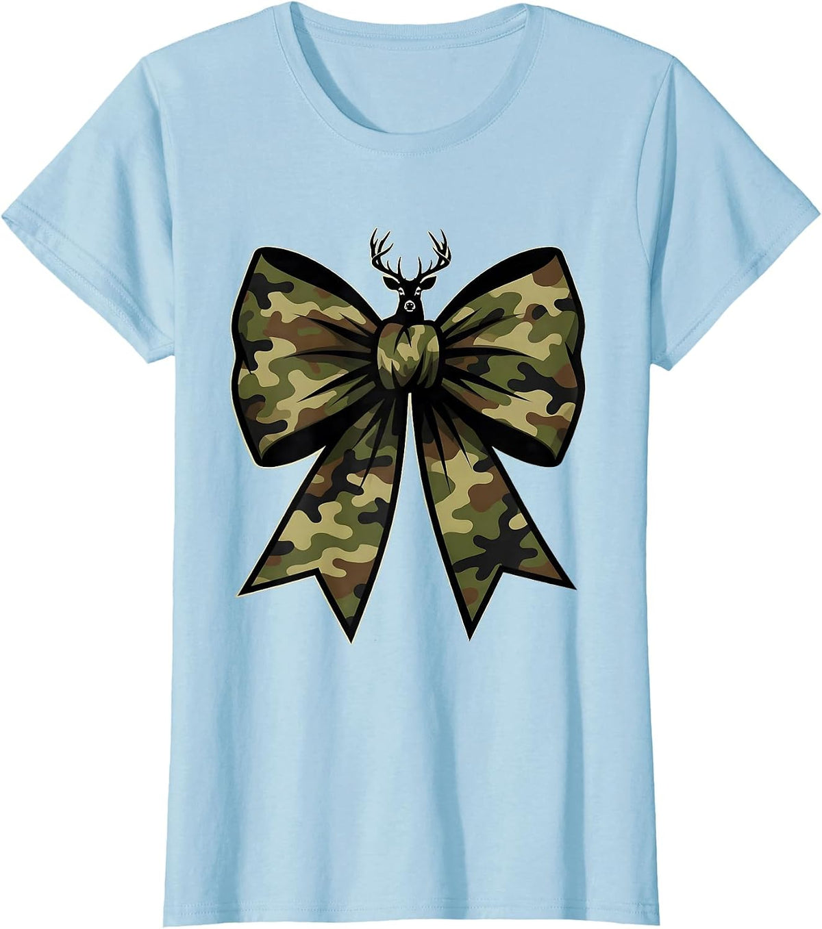 Loop Bow Camouflage Whitetail Deer Silhouette Hunting T-Shirt - Baby Blue