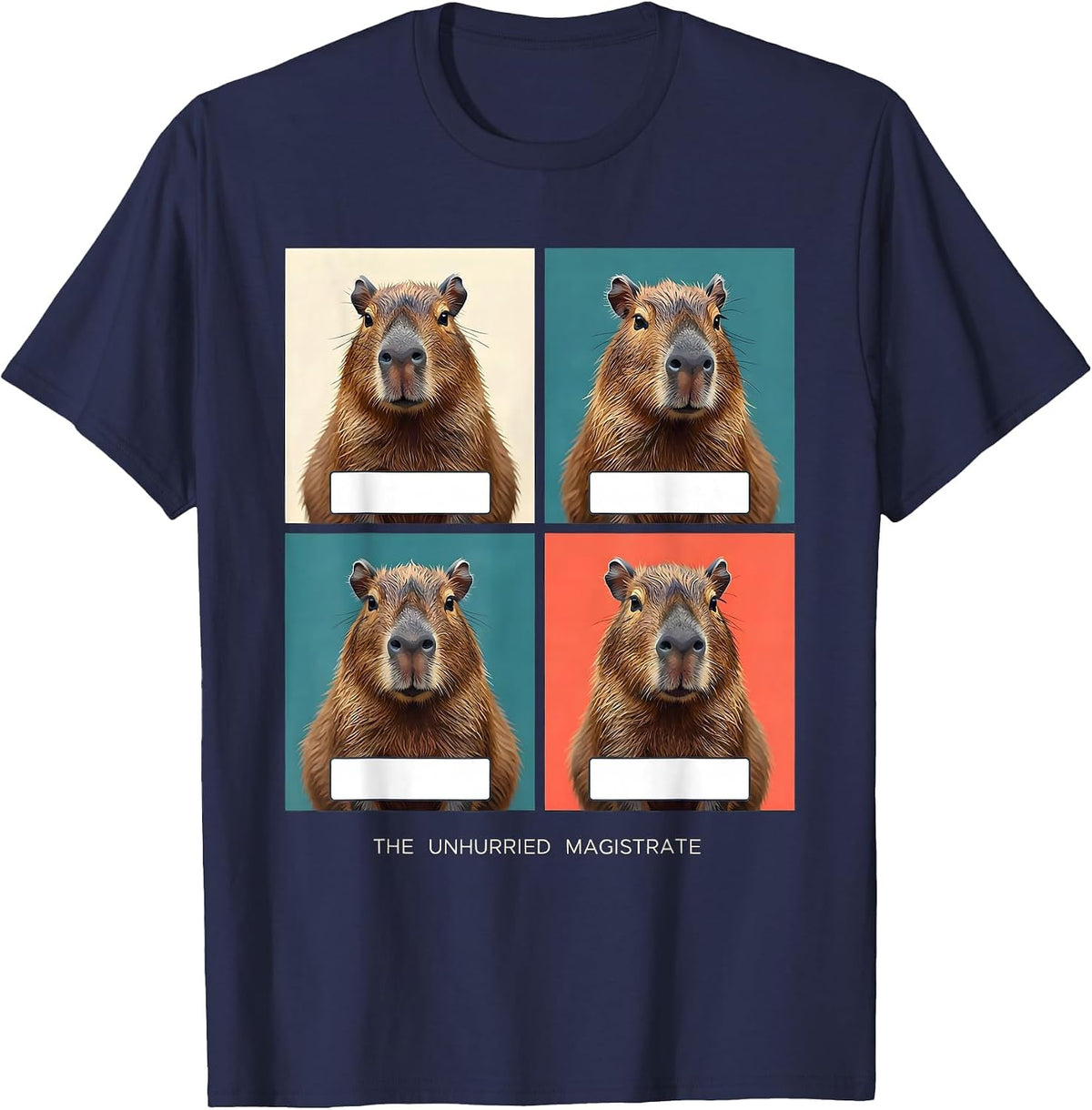 The Unhurried Magistrate Funny Capybara Animal Portrait Pet T-Shirt - Navy Blue