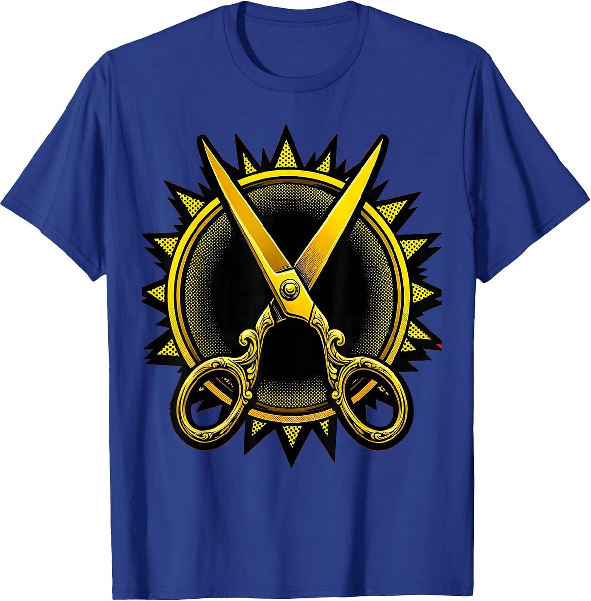 Ornate Golden Scissors Rock Paper Scissors T-Shirt - Royal Blue