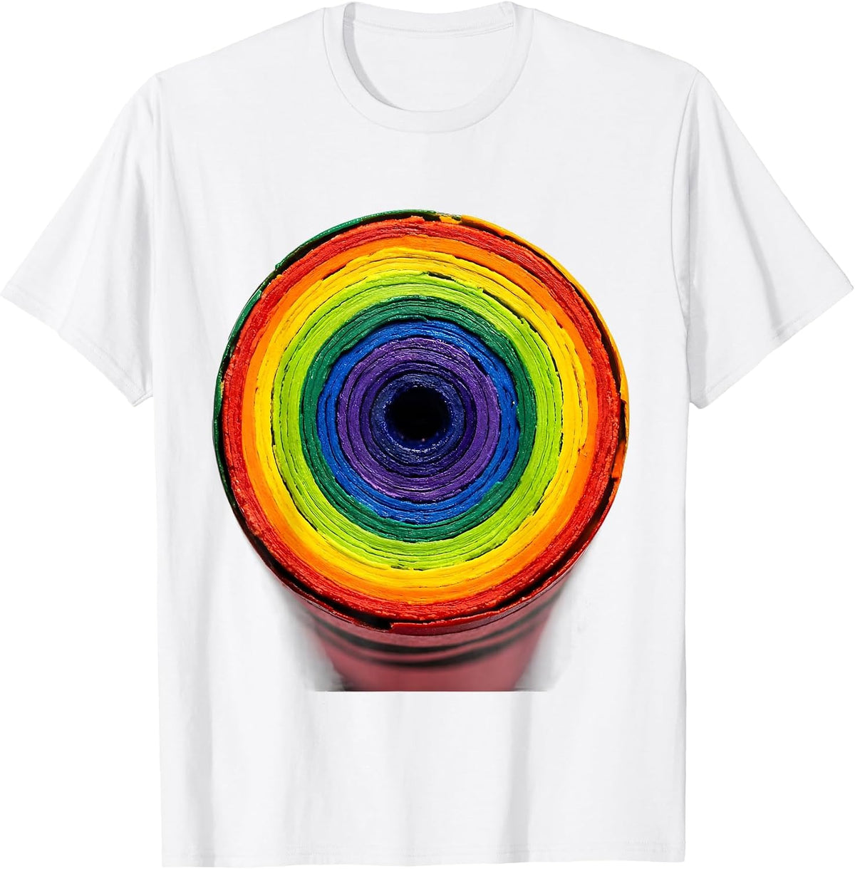 Crayon Cross-Section Layered Colors Illustration T-Shirt - White
