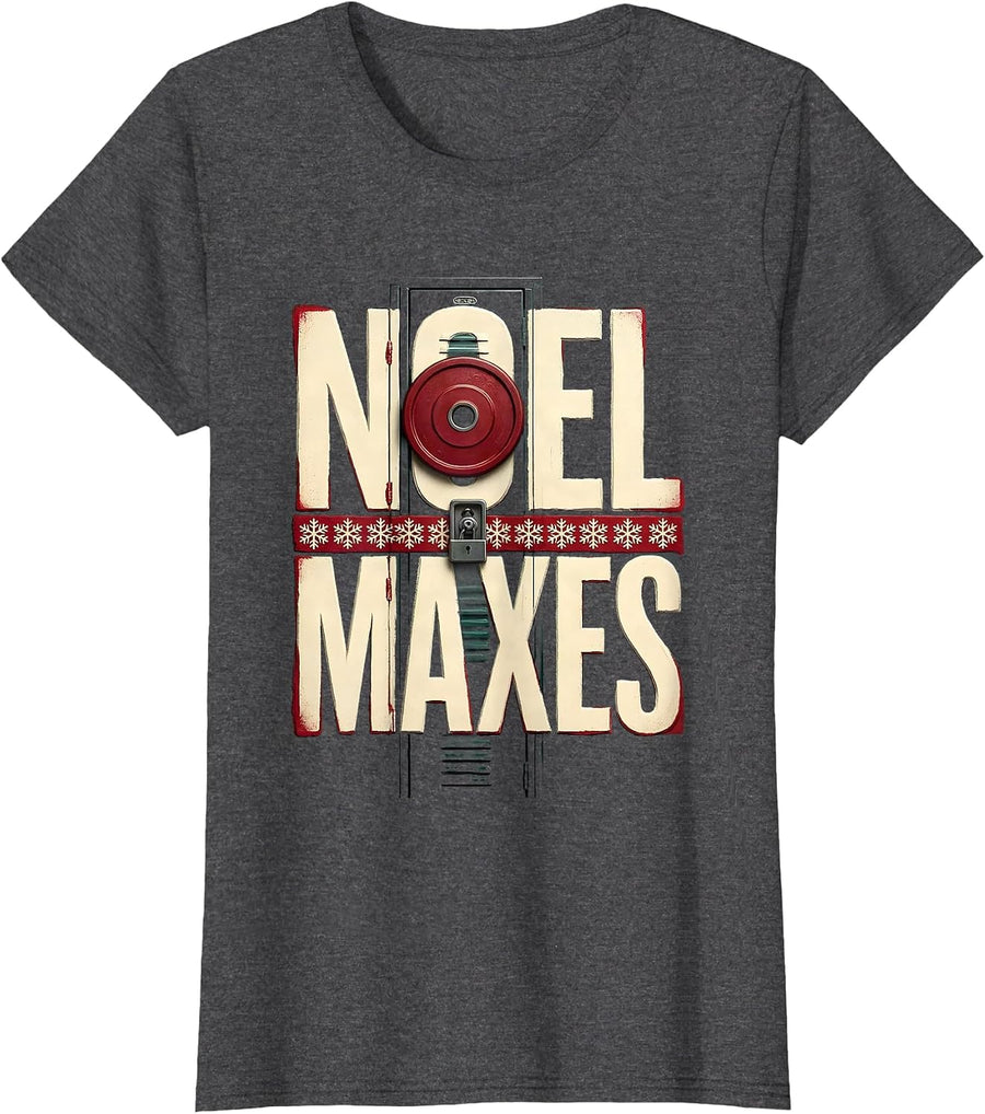 Women's Noel Maxes Funny Christmas Gym Workout Weightlifting Gift T-Shirt - Dark Heather Grey