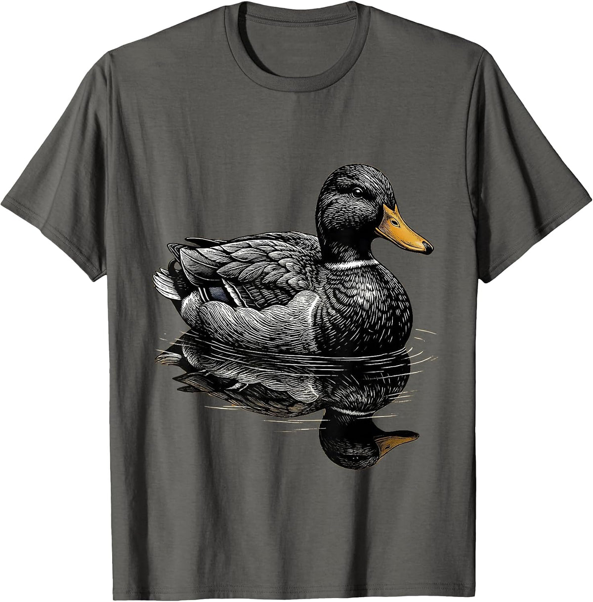 Men's Duck Camo Hunting Decoy on Still Water T-Shirt - Asphalt Grey