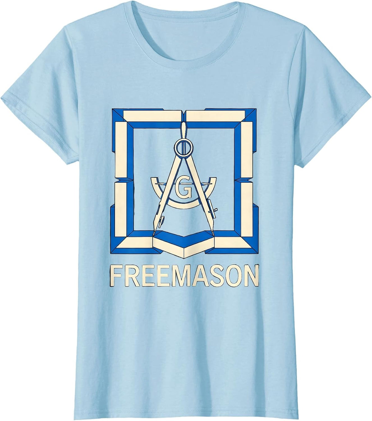 Freemason Geometric Square And Compass Masonic Fraternal T-Shirt - Baby Blue