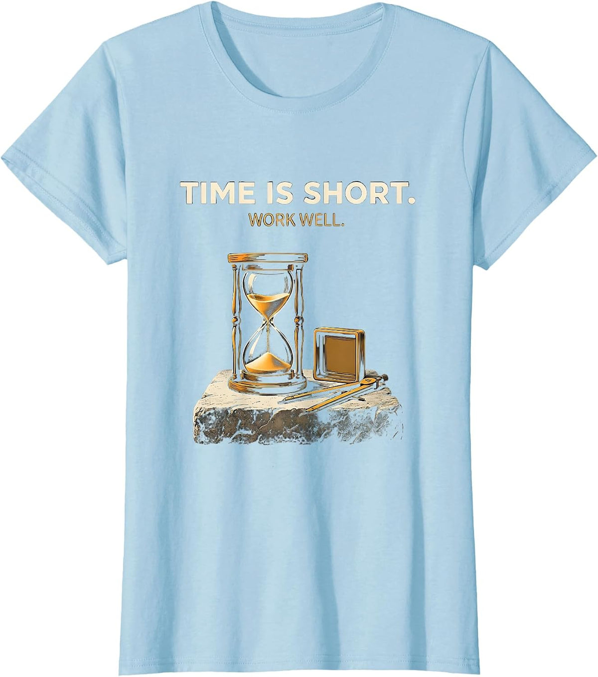 Women's Time Is Short Work Well Minimalist Freemason Square & T-Shirt - Baby Blue