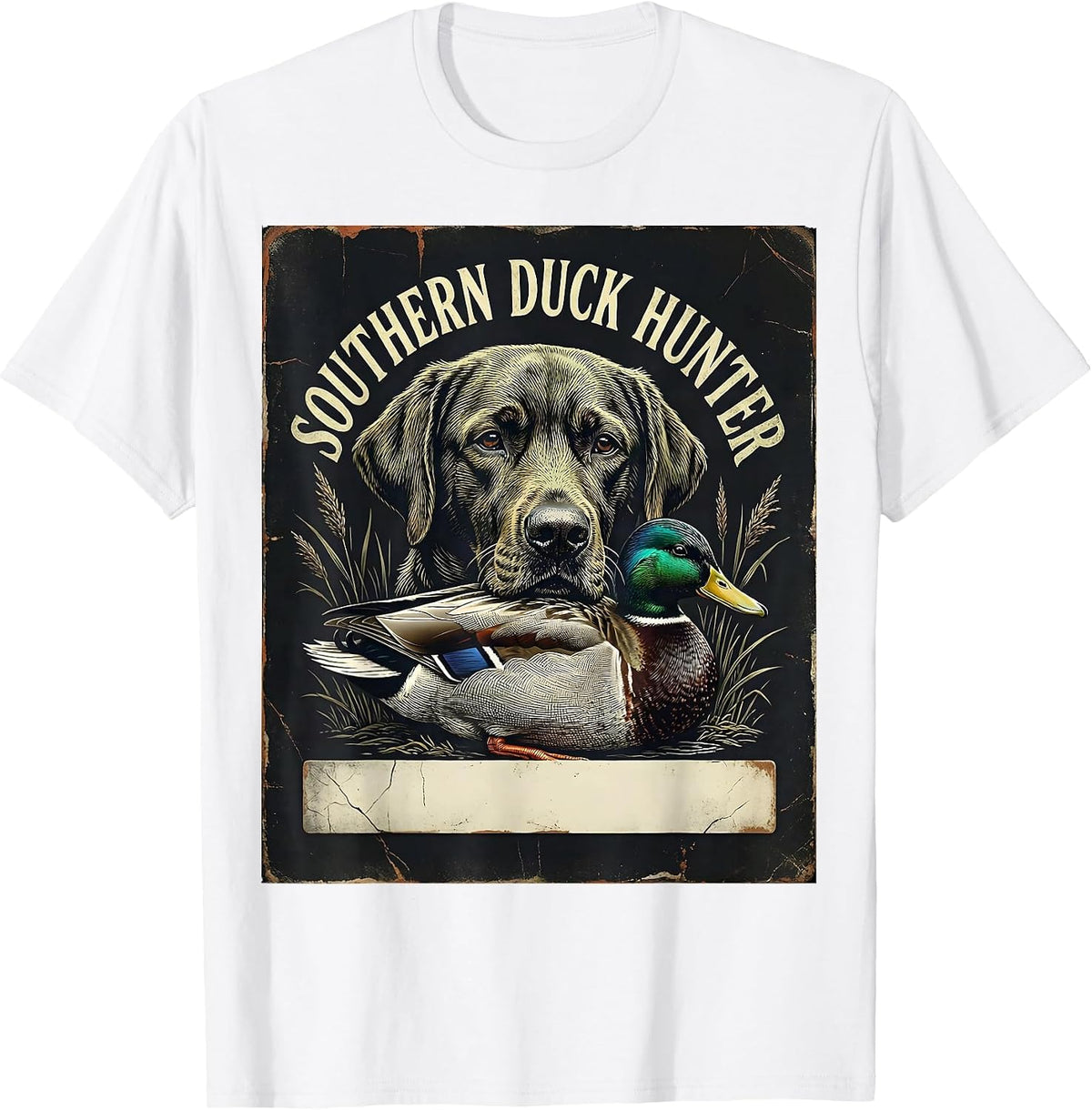 Men's Southern Duck Hunter Distressed Labrador Hunting Dog Vintage T-Shirt - White