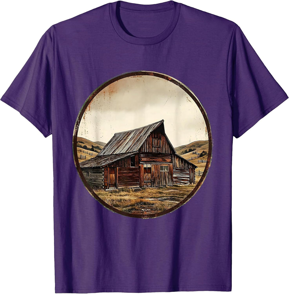 Men's Weathered Barn Rolling Hills Country Graphic T-Shirt - Purple