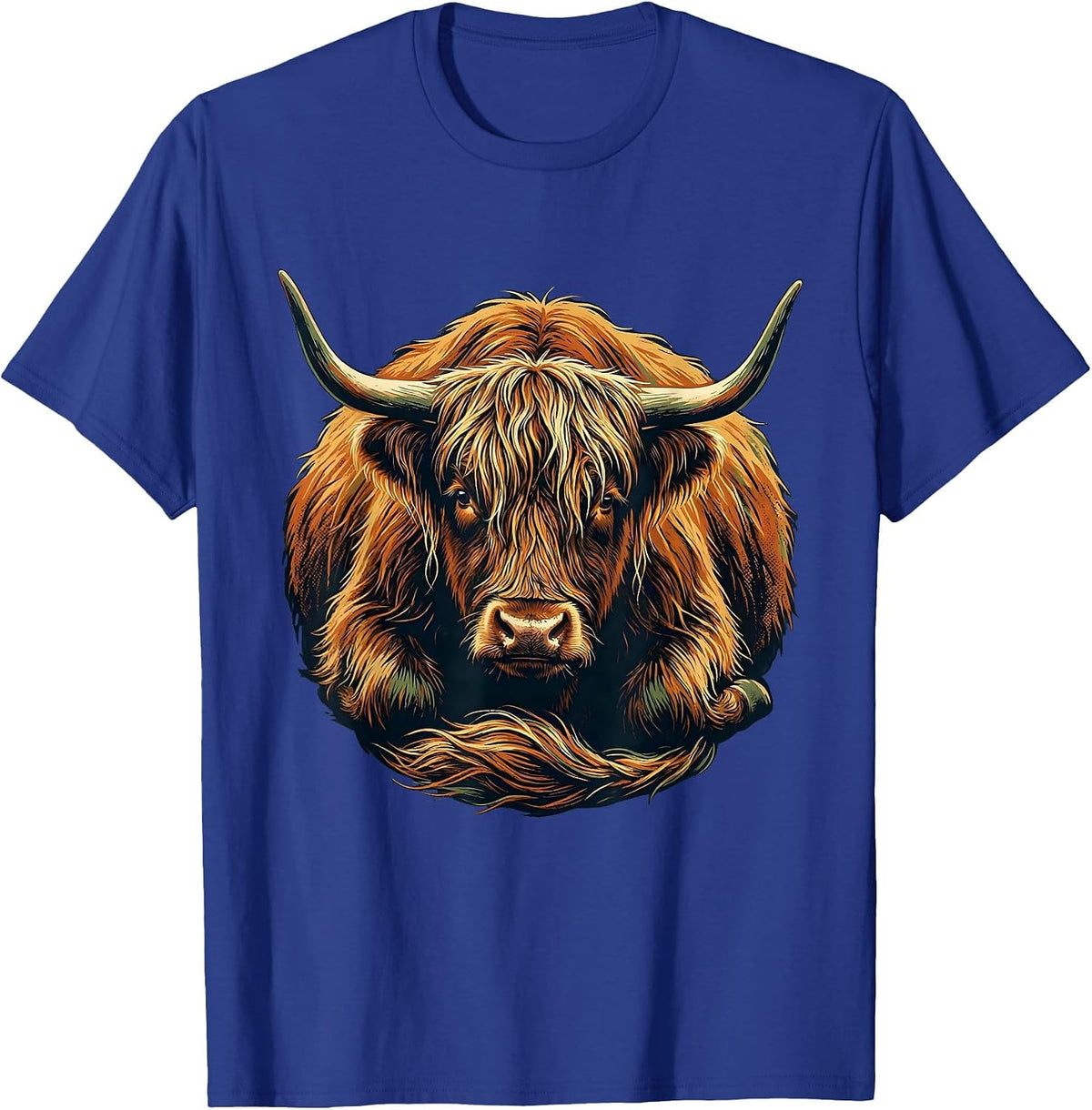 Men's Sealed Highland Cow Farm Animal Humor Cute T-Shirt - Royal Blue