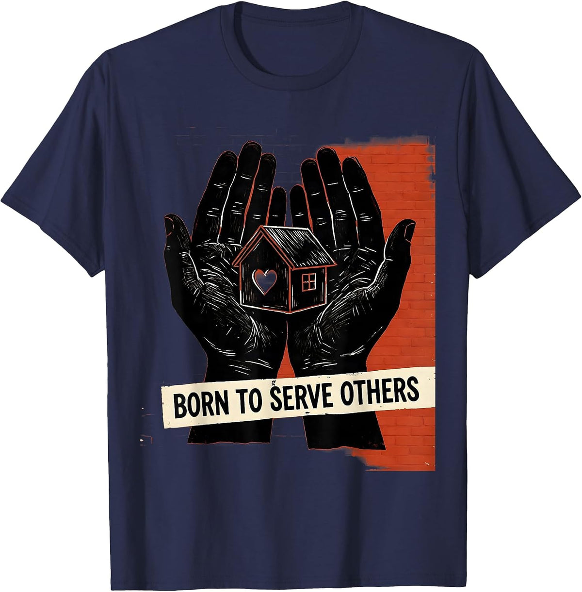 Born to Serve Others Social Worker Design T-Shirt - Navy Blue