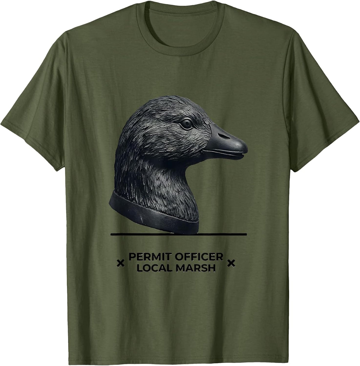 Men's Permit Officer, Local Marsh Funny Duck Hunter Hunting Gift T-Shirt - Olive Green