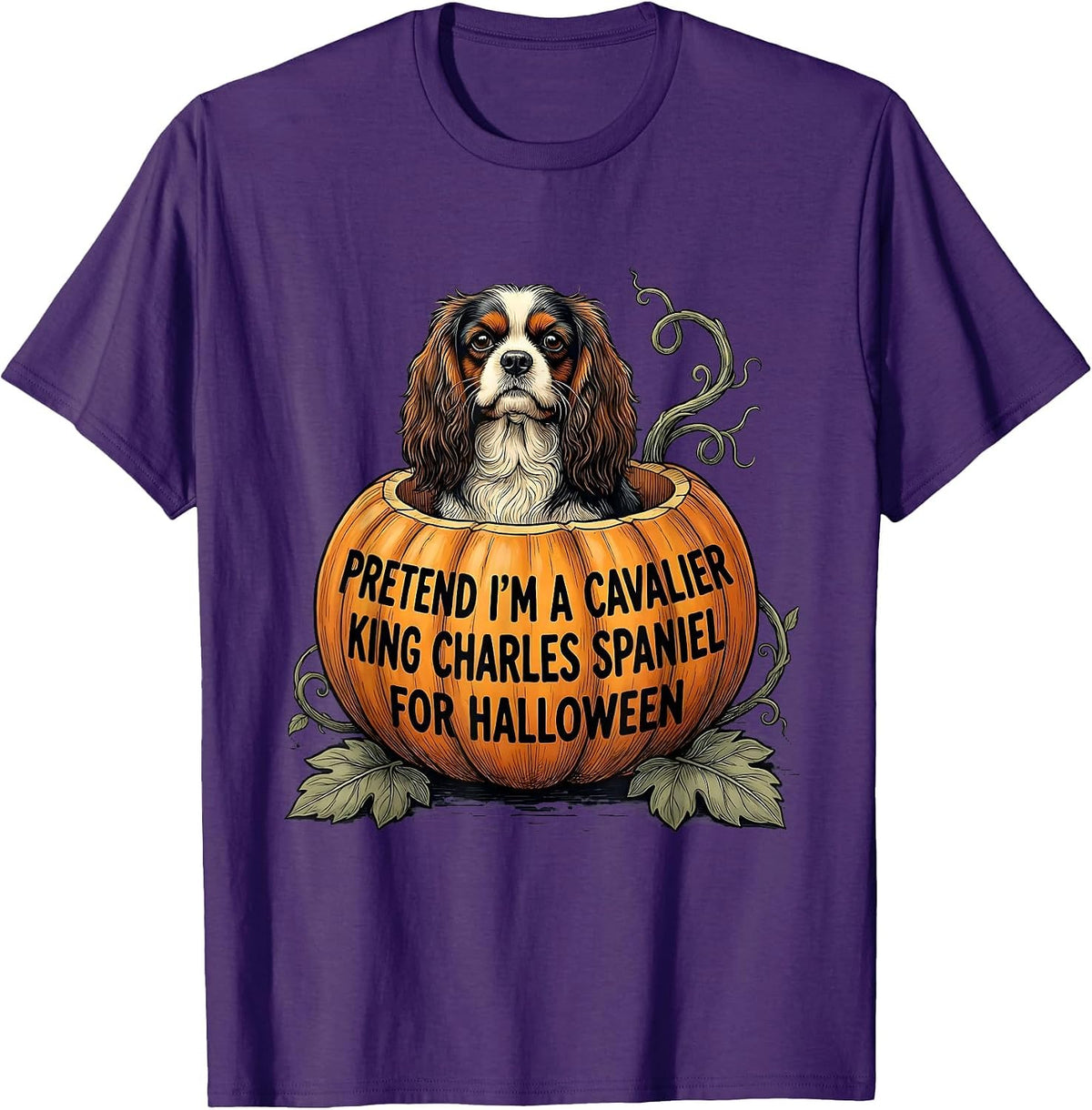 Pretend I'm A Cavalier King Charles Spaniel For Halloween T-Shirt - Purple