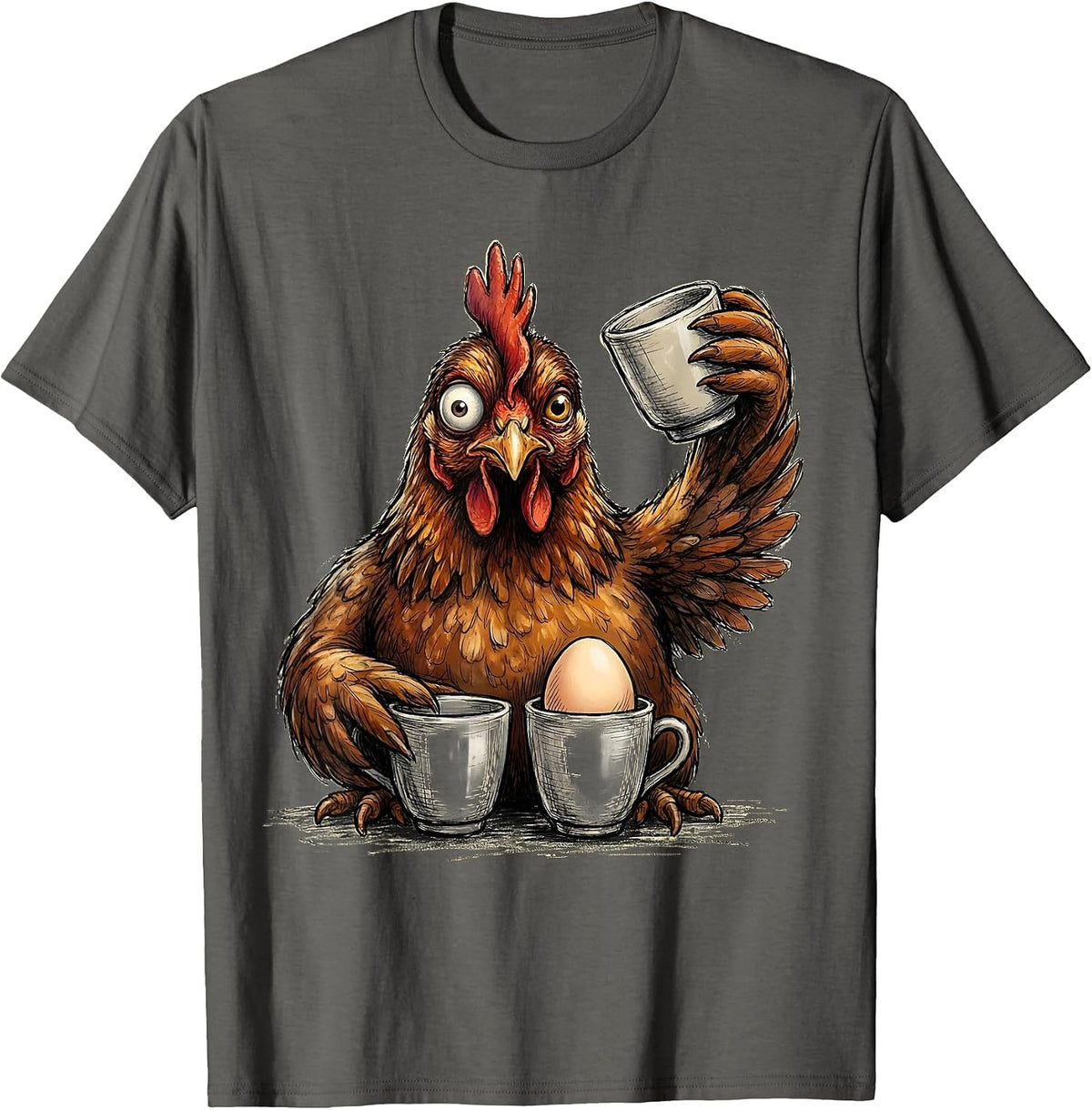 Men's Chicken Game Funny Novelty Gift for Chicken Lovers T-Shirt - Asphalt Grey