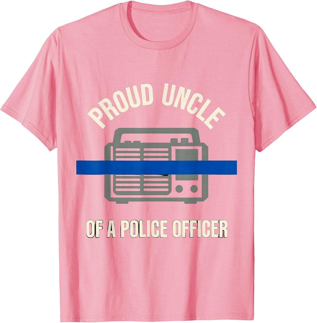 Men's Proud Uncle Of A Police Officer Thin Blue Line Police T-Shirt - Pink