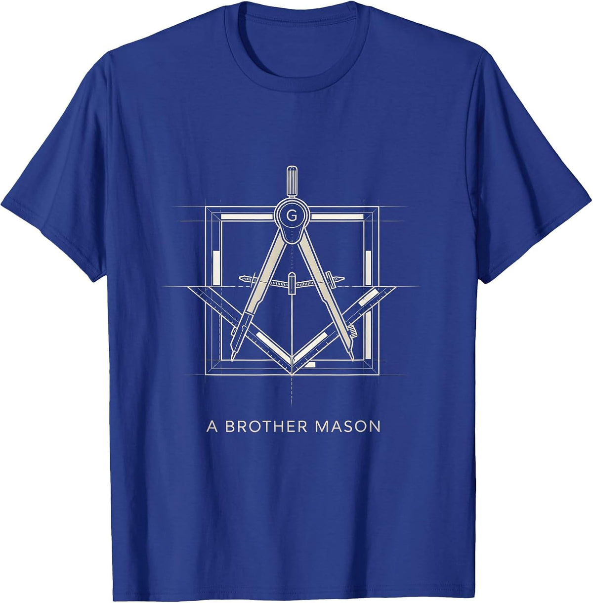 A Brother Mason Minimalist Masonic Square And Compass T-Shirt - Royal Blue