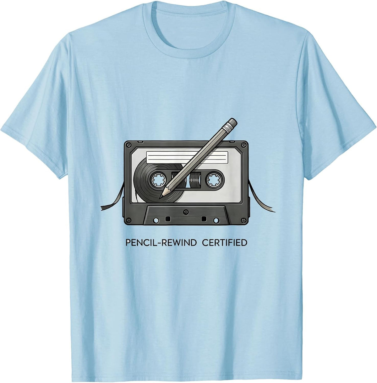 Men's Pencil-Rewind Certified Vintage 90s Hip-Hop Nostalgia T-Shirt - Baby Blue