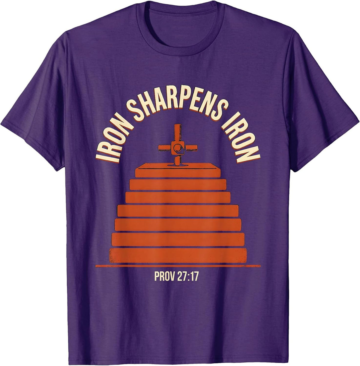 Iron Sharpens Iron Prov 27:17 Christian Gym Workout Faith T-Shirt - Purple