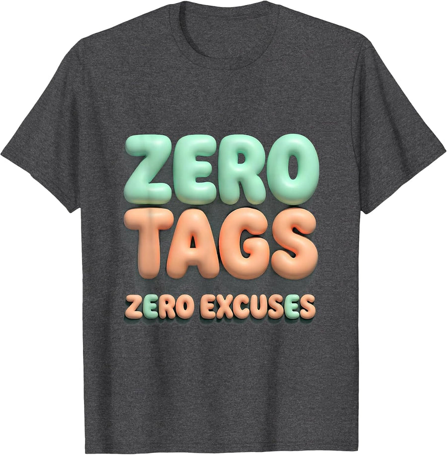 Men's Zero Tags Zero Excuses Hunting Graphic Design T-Shirt - Dark Heather Grey