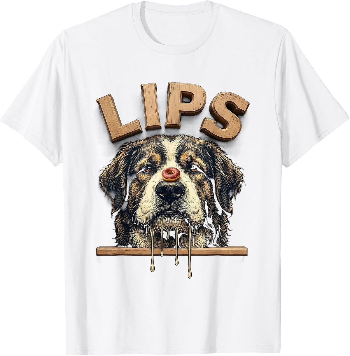 Men's LIPS Funny Newfoundland Dog Jowls Drool Dog Mom Dad T-Shirt - White