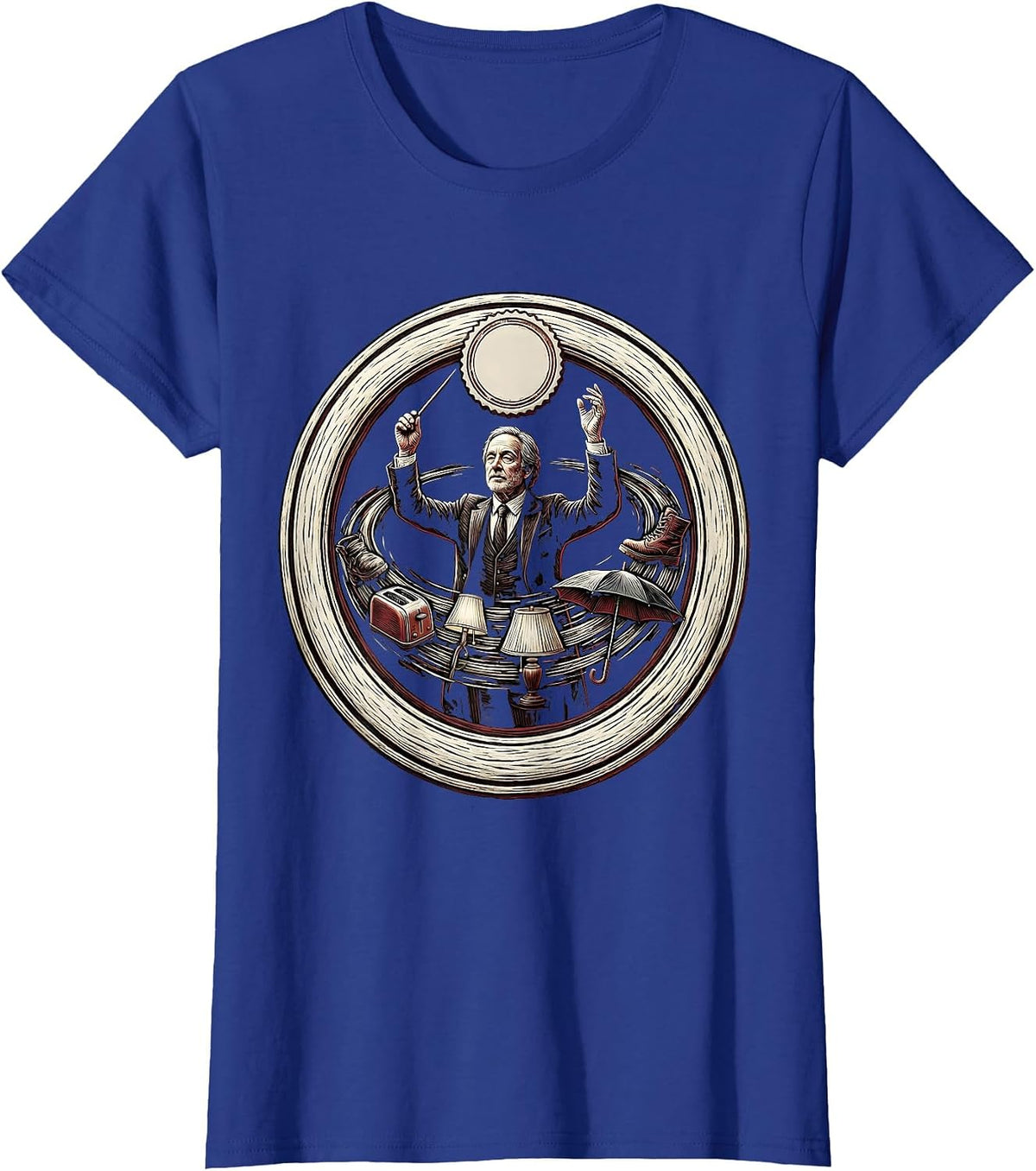 Women's Serene Conductor Chaos Coordinator Deadpan Humor T-Shirt - Royal Blue