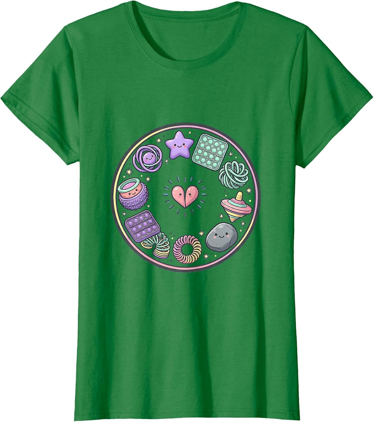 Women's Special Education Teacher Sensory Fidget Tools Design T-Shirt - Kelly Green