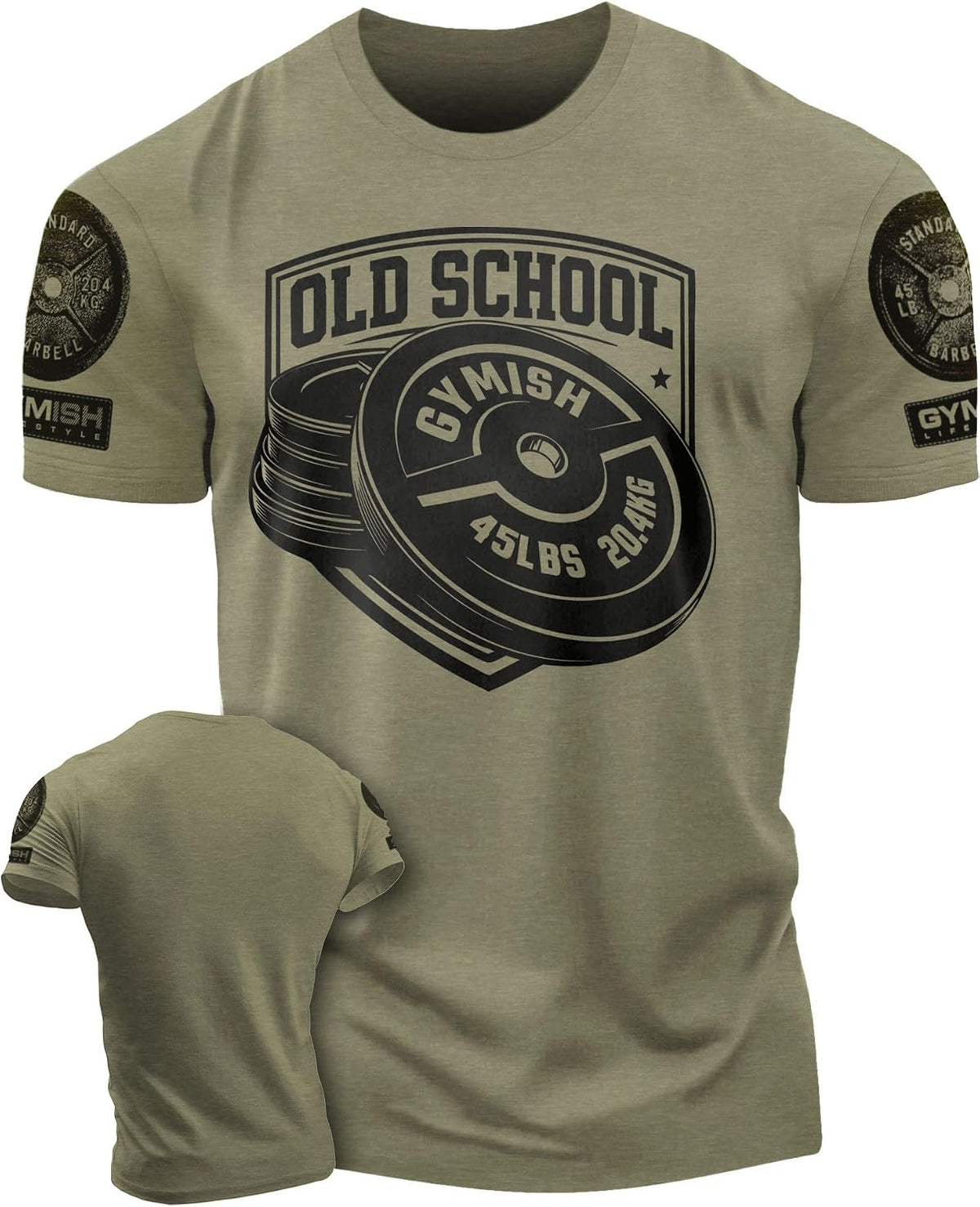 Gymish Lifestyle Old School Workout Shirt for Men, Deadlift Lifting T-Shirt - 1. Old School Military Green Branded