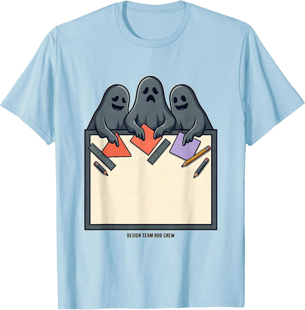 Men's Design Team Boo Crew Halloween Ghost Matching Squad T-Shirt - Baby Blue