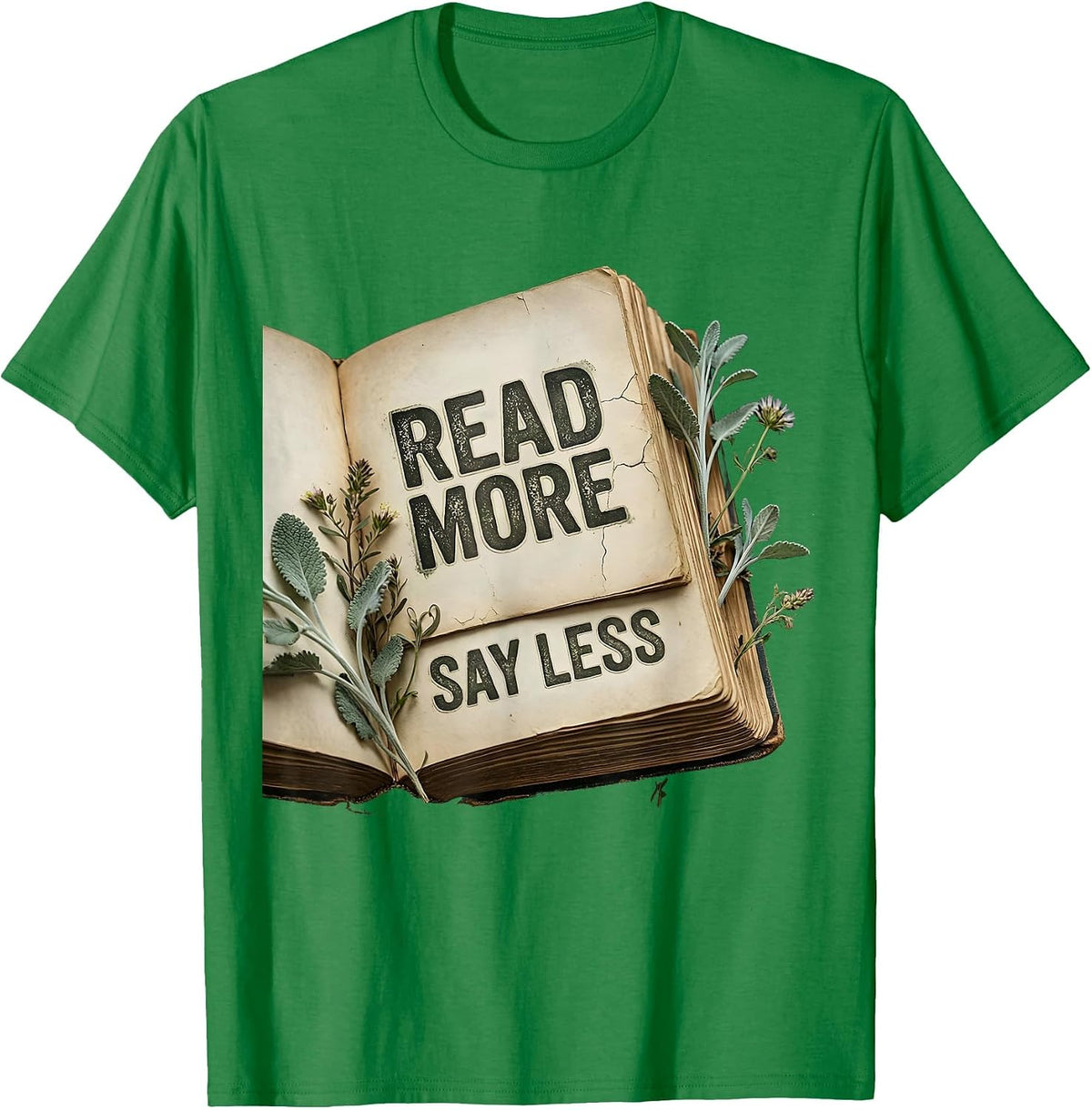 Men's Read More Say Less English Teacher Design T-Shirt - Kelly Green