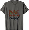 My Heart Kept Its Highland Accent Cute Highland Cow Scottish T-Shirt - Asphalt Grey