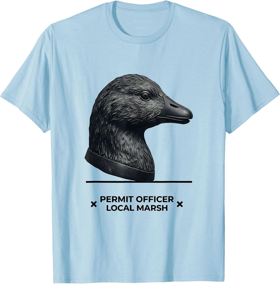 Men's Permit Officer, Local Marsh Funny Duck Hunter Hunting Gift T-Shirt - Baby Blue