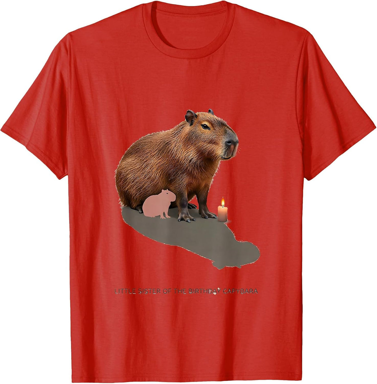 Men's Little Sister Of The Birthday Capybara Kawaii Animal Lover T-Shirt - Red