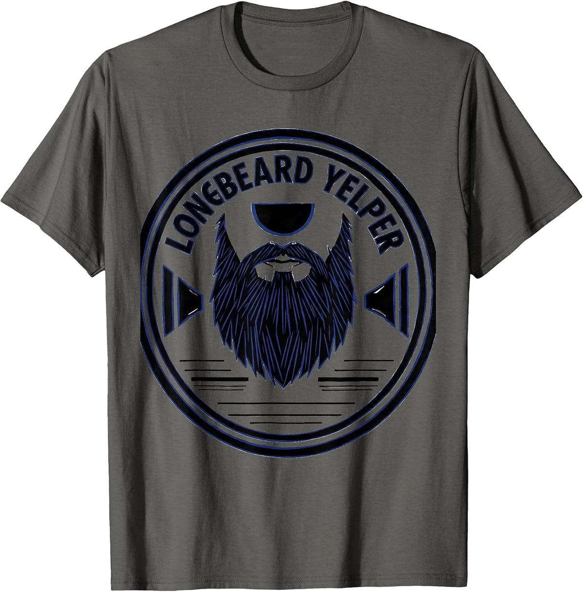 Men's Longbeard Yelper Geometric Turkey Hunting Season Gift Humor T-Shirt - Asphalt Grey