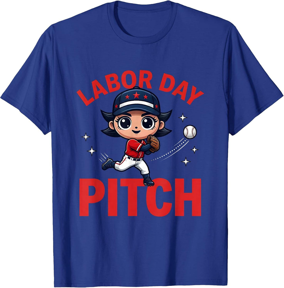Men's LABOR DAY PITCH Funny Baseball Player Fourth Of July T-Shirt - Royal Blue