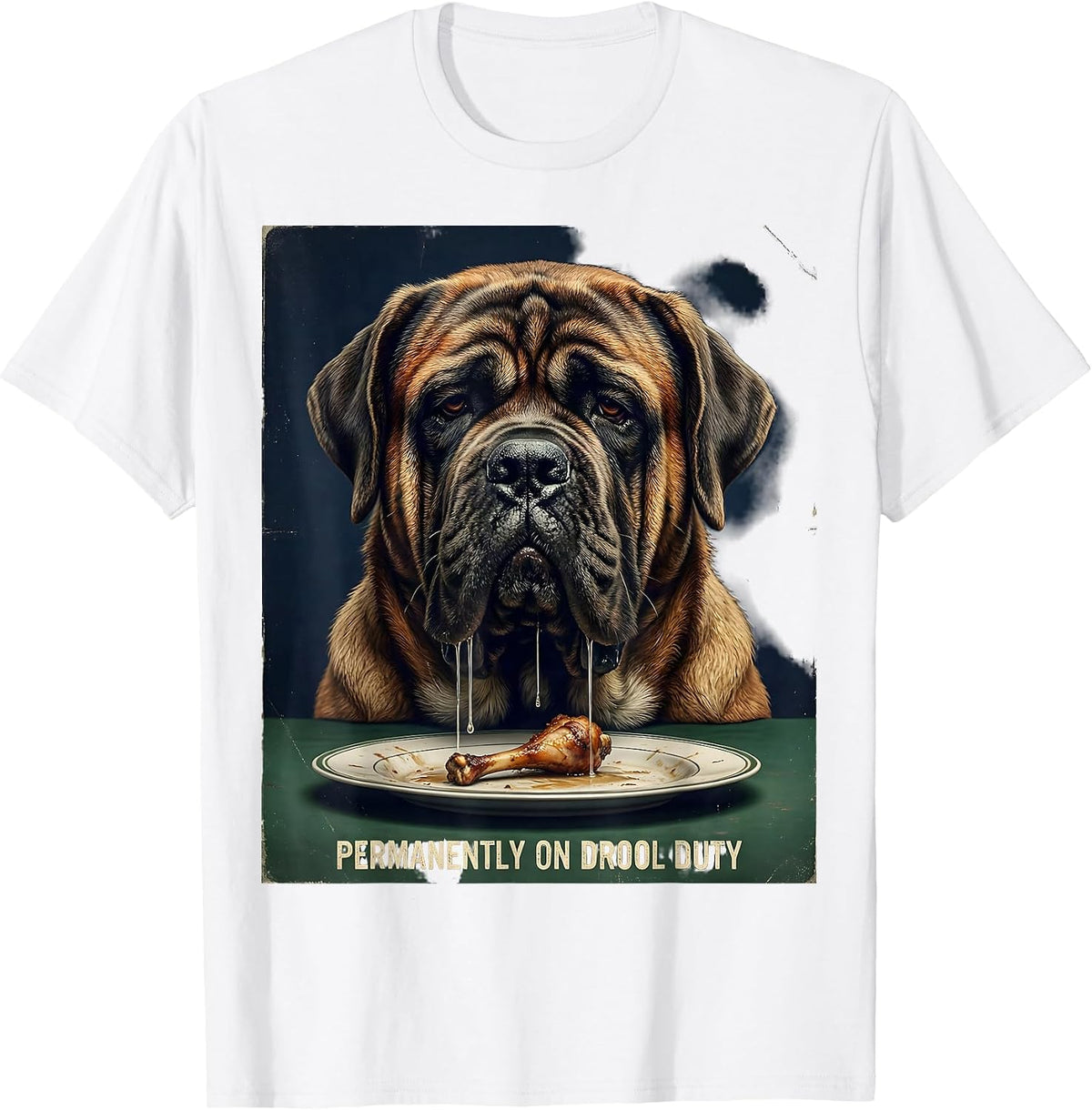 Men's Permanently On Drool Duty Vintage Funny Dog Mom Dog Dad T-Shirt - White