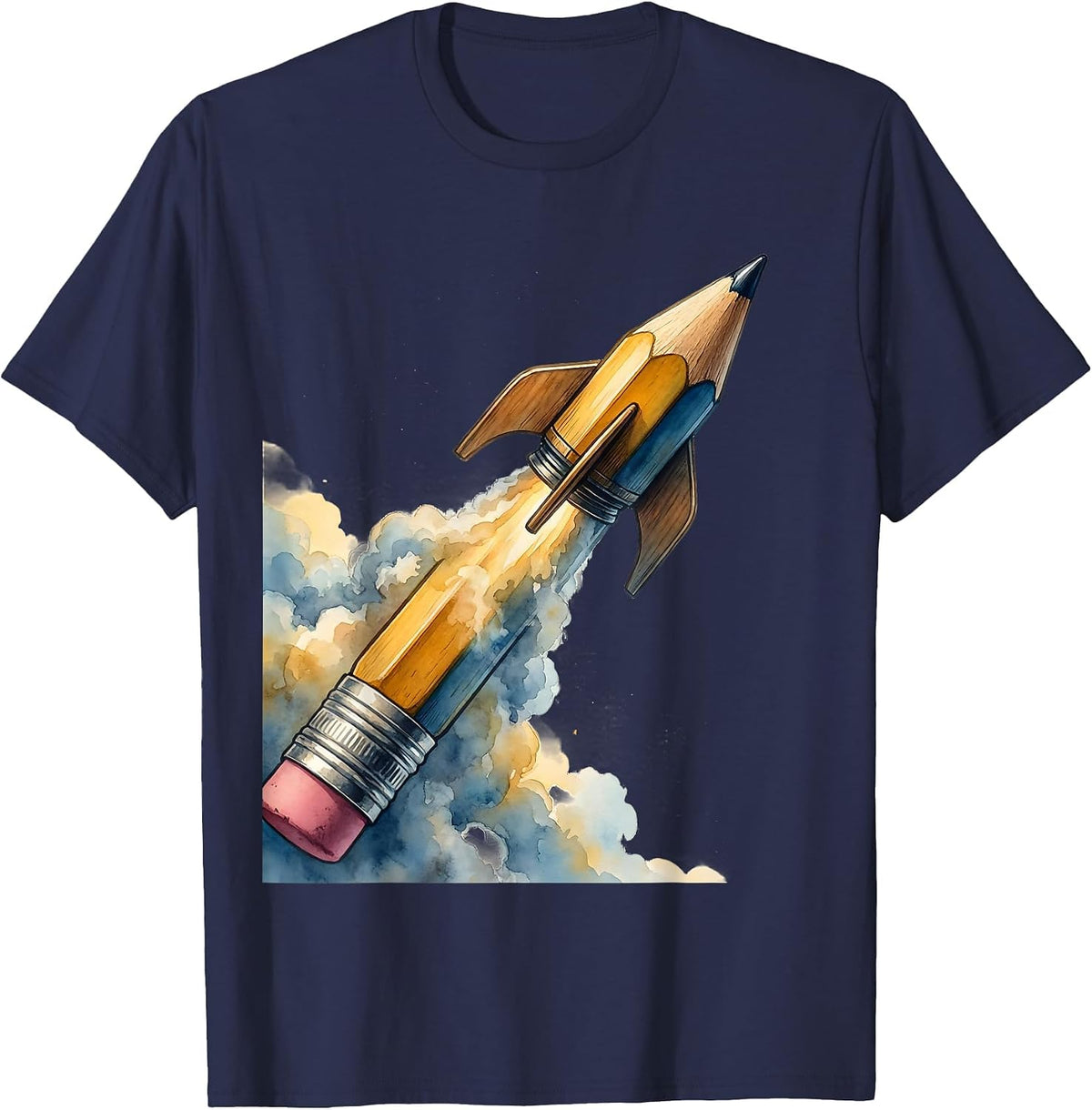 Men's Special Education Teacher Pencil Rocket Launch T-Shirt - Navy Blue