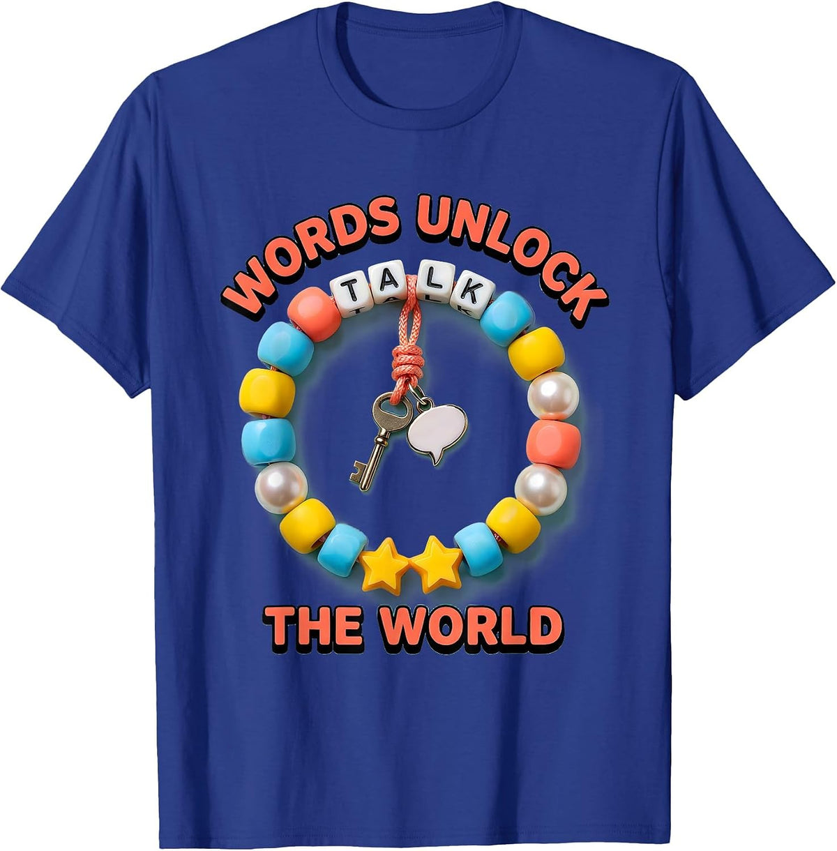 Men's Words Unlock The World Speech Therapy Design T-Shirt - Royal Blue
