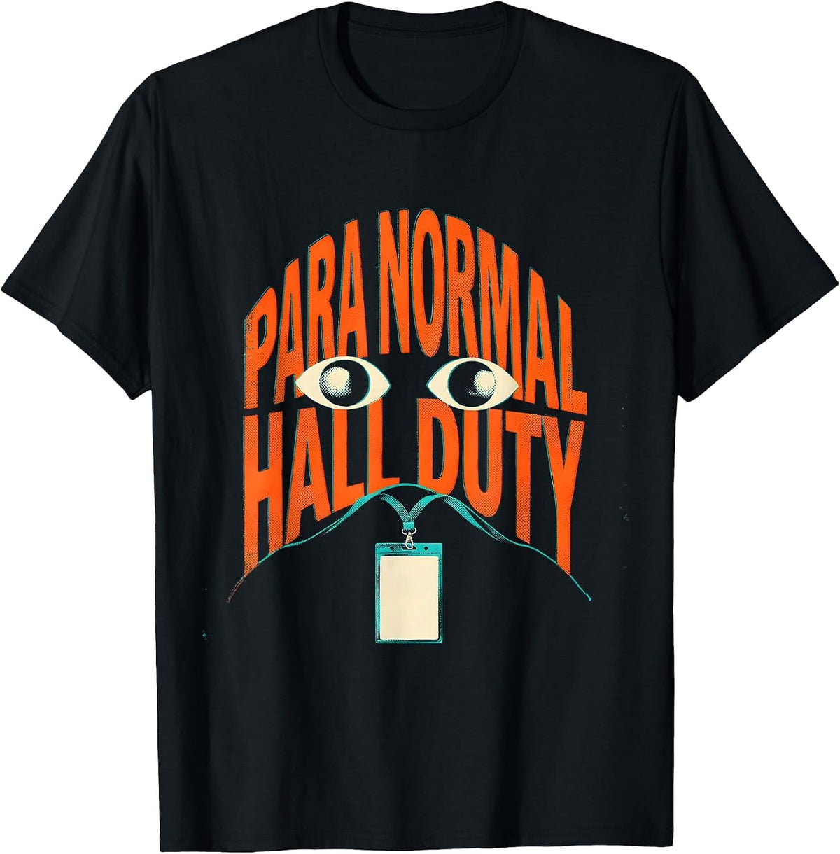 Men's Para Normal Hall Duty Risograph Ghost Paraeducator Halloween T-Shirt - Black