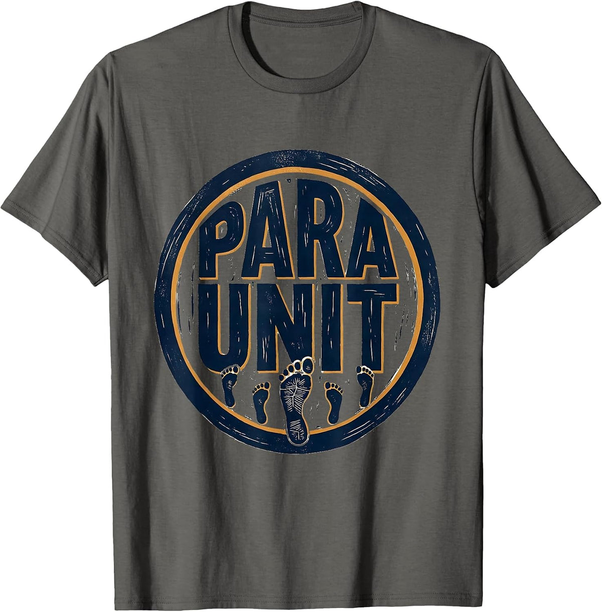 Para Unit Linocut Teacher Paraeducator Appreciation T-Shirt - Asphalt Grey