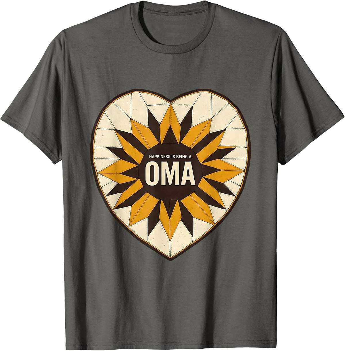Men's Happiness Is Being A Oma Sunflower Heart Grandma Mother's T-Shirt - Asphalt Grey