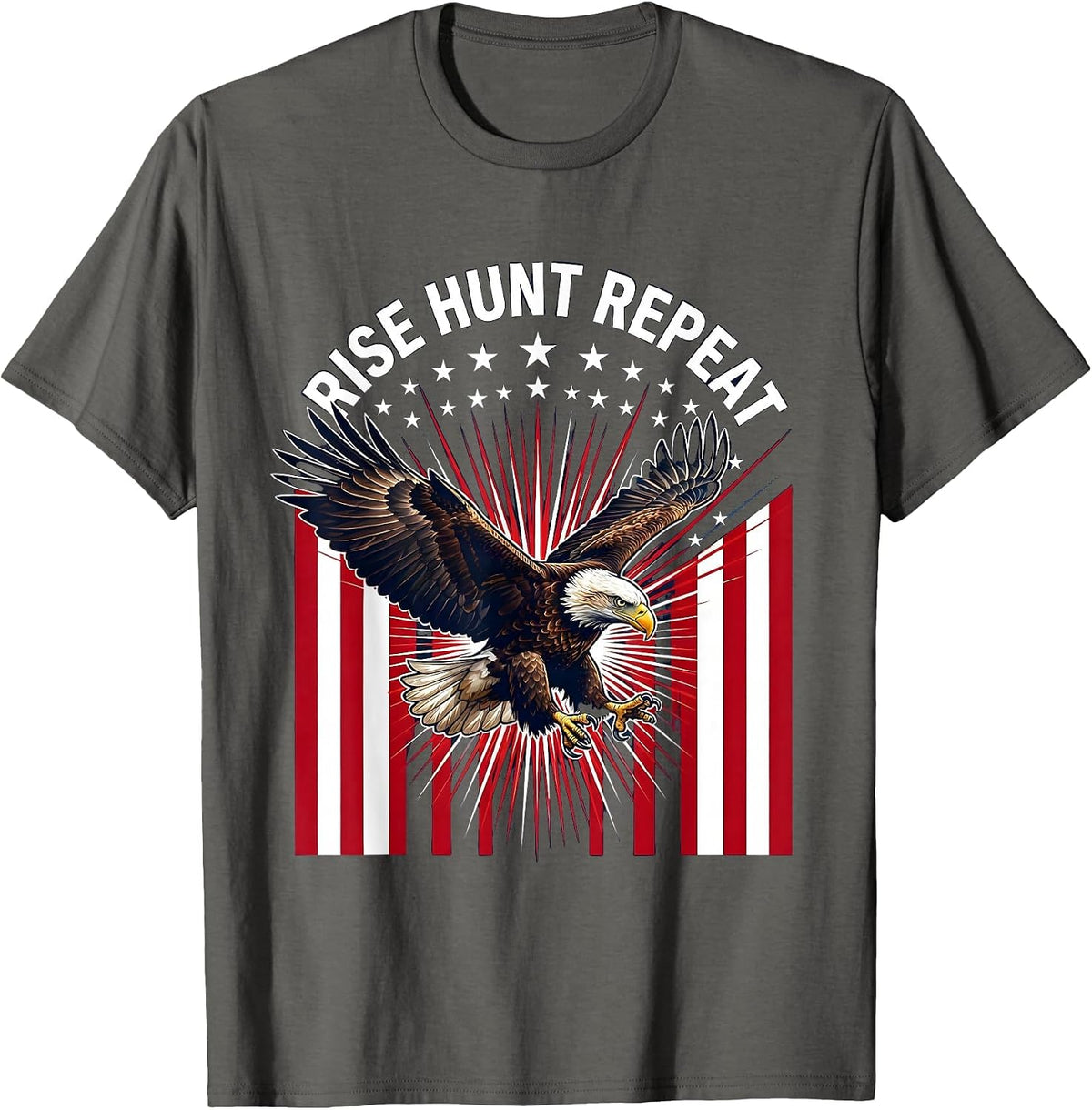 Rise Hunt Repeat Hunting Lifestyle Design T-Shirt - Asphalt Grey