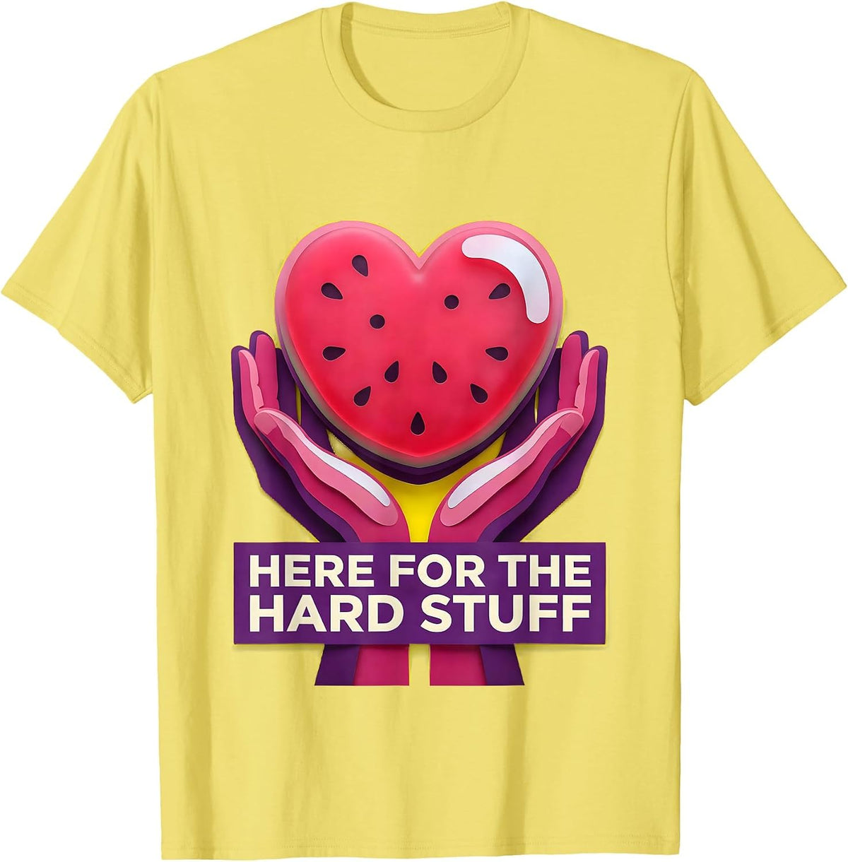 Men's Here For The Hard Stuff Social Worker Design T-Shirt - Lemon Yellow