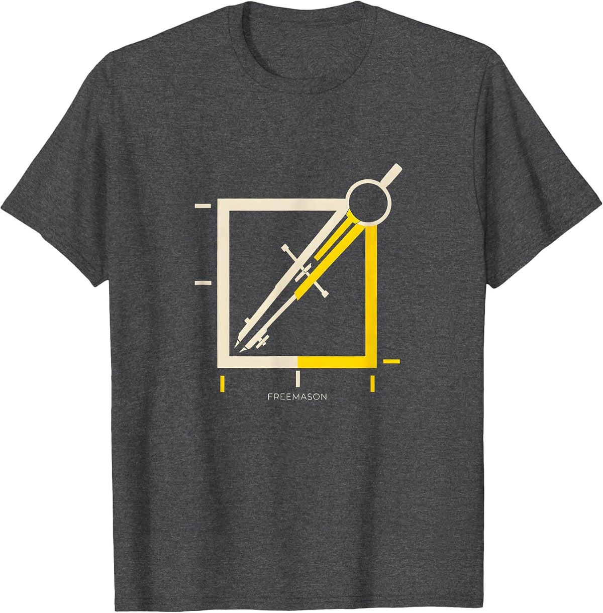 Freemason Minimalist Square And Compass Fraternal Pride T-Shirt - Dark Heather Grey