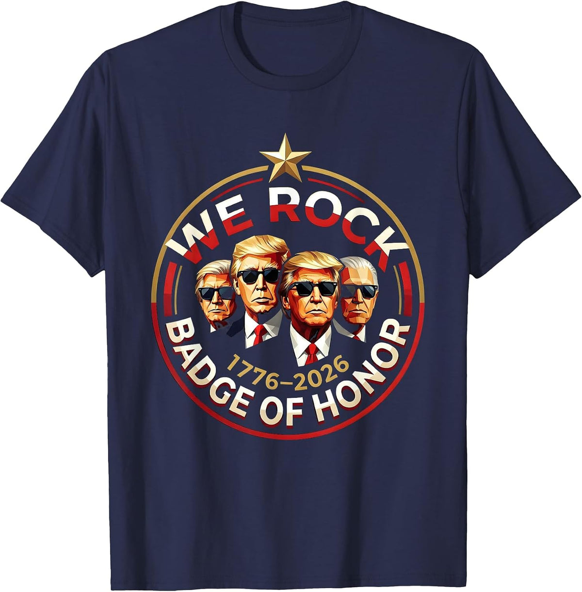 We Rock Badge Of Honor Presidential Emblem T-Shirt - Navy Blue