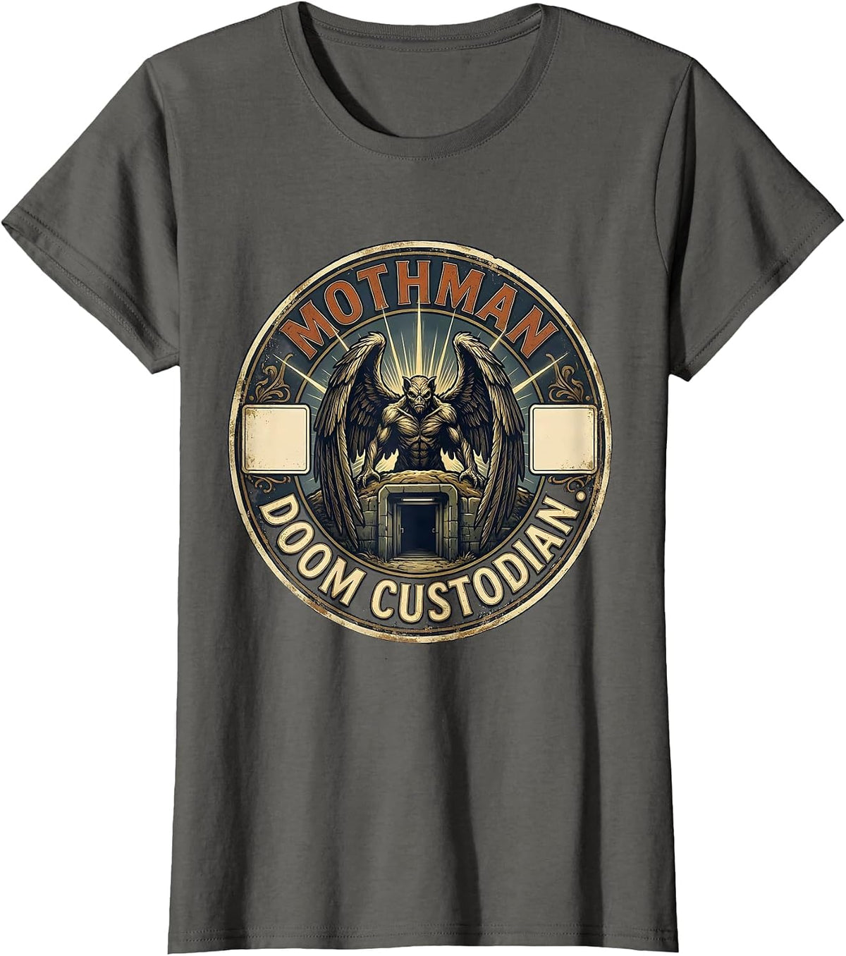 Women's Mothman Doom Custodian Vintage Cryptozoology Folklore T-Shirt - Asphalt Grey