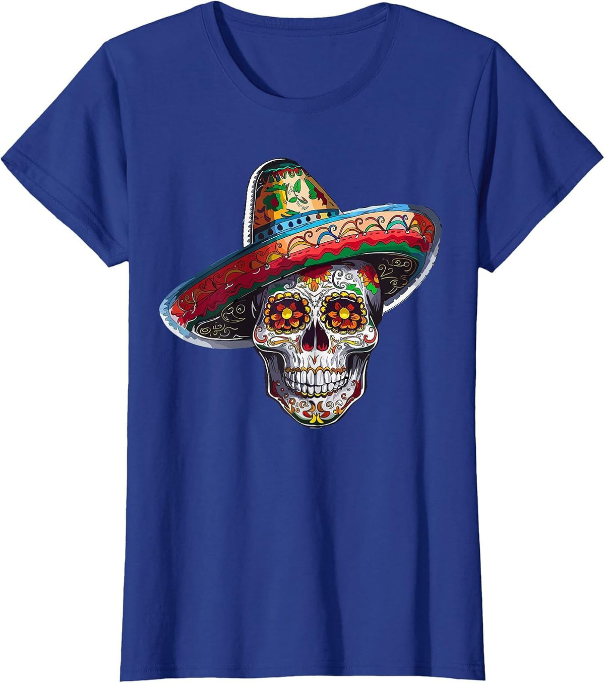 Cinco De Mayo Fiesta Mexican Skull T-Shirt - Royal Blue