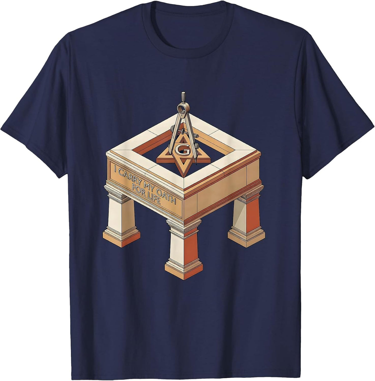 Men's I Carry My Oath For Life Masonic Freemason Master Mason T-Shirt - Navy Blue