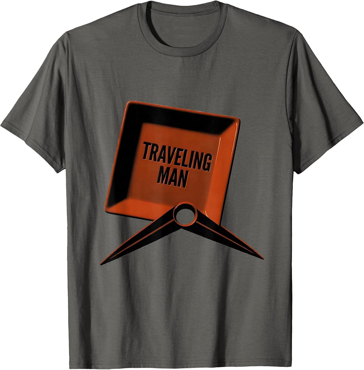 Traveling Man Minimalist Freemason Square And Compass T-Shirt - Asphalt Grey